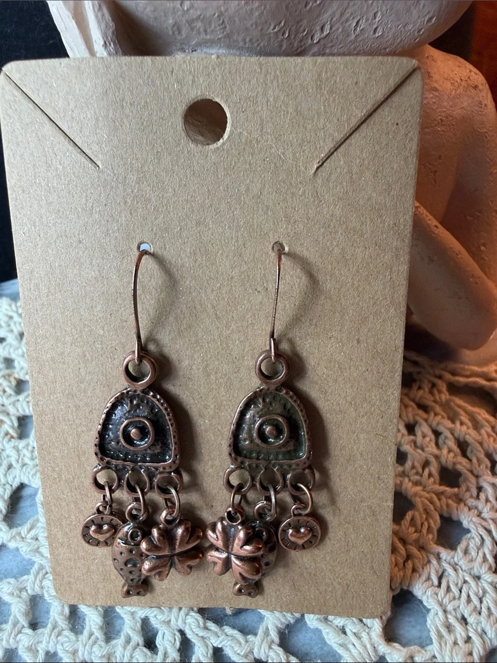 Copper-Tone Floral Dangle Earrings - Women Jewelry